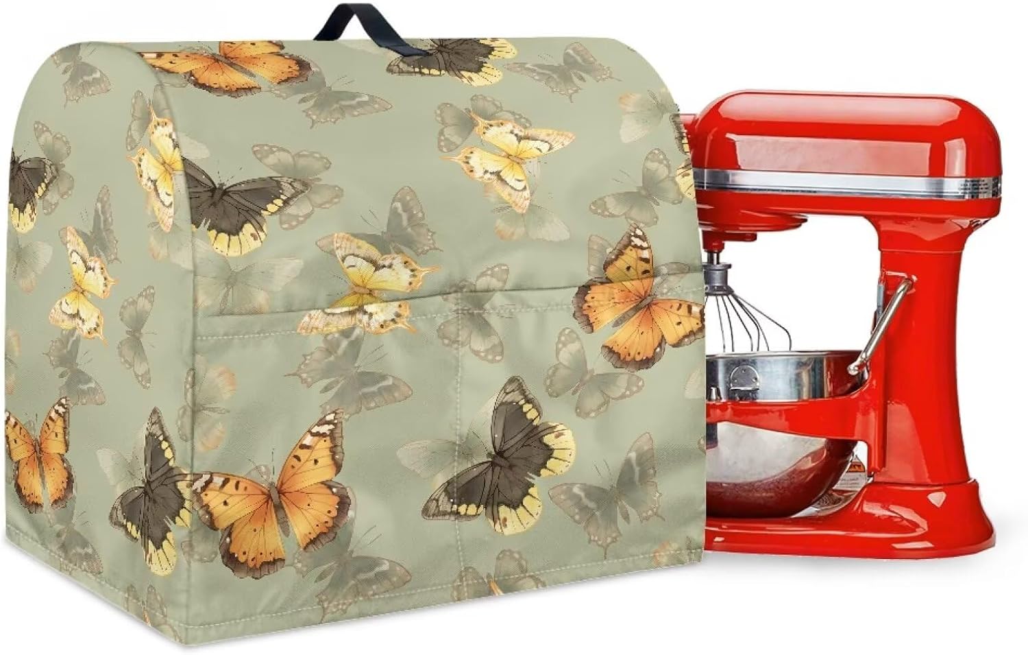 Stand Mixer Dust Cover, Mixer Accessories Stand Blender Dust Cover with Storage Pockets Portable & Large Capacity Blender Dust Cover for Home Decor Green Butterfly