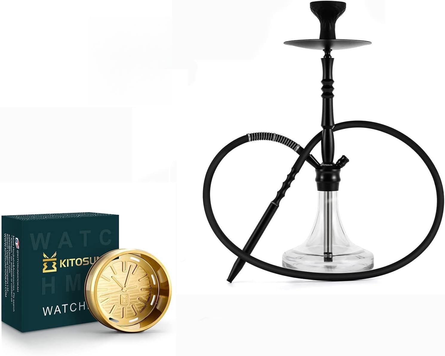 Ktosun 600W ETL Charcoal Starter Glass Hookah Stainless Steel HMD Set