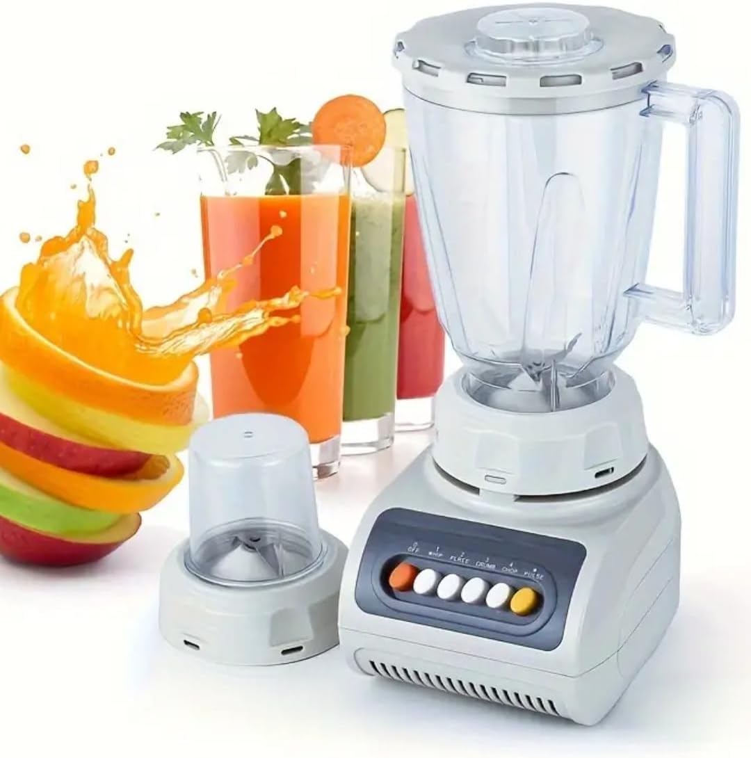 Multifunctional Blender with Clear Plastic Jar, White Base
