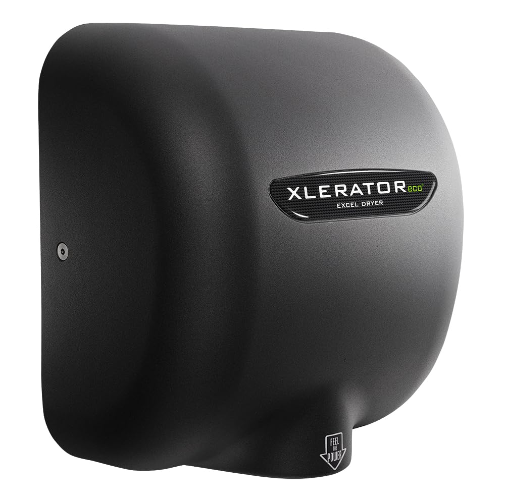 XLERATOReco Hand Dryer, Excel Dryer XL-GR-ECO-1.1N-110-120V Hand Dryer, Automatic, Surface-Mounted, Cast Cover, Textured Graphite Paint, 110-120V with Noise Reduction Nozzle