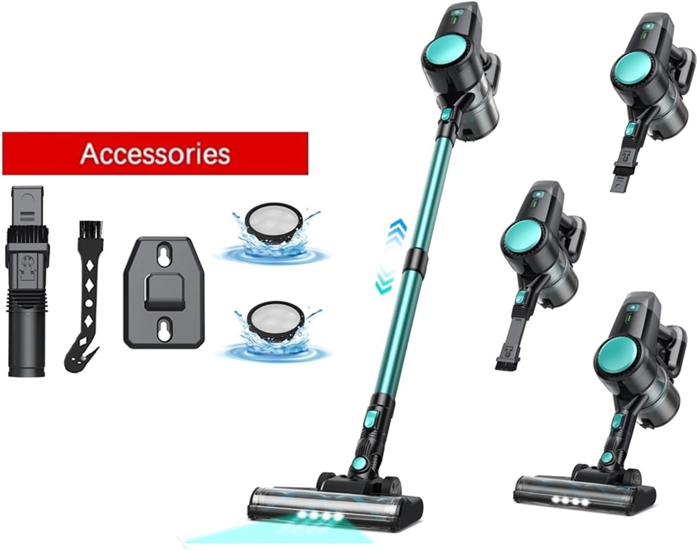 Compatible with INSE N3T Cordless Vacuum Cleaner, 20Kpa Powerful Suction 6-in-1 Lightweight Handheld Stick Vacuum with Flexible LED Head for Carpet Cleaning