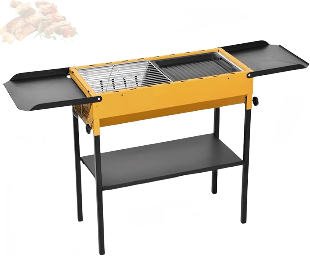 BBQ Grill, Charcoal Grill, Portable Grill, Foldable Grill, Perfect for Camping, Tailgate, BBQ, Party, Backyard, Patio and More(Yellow)