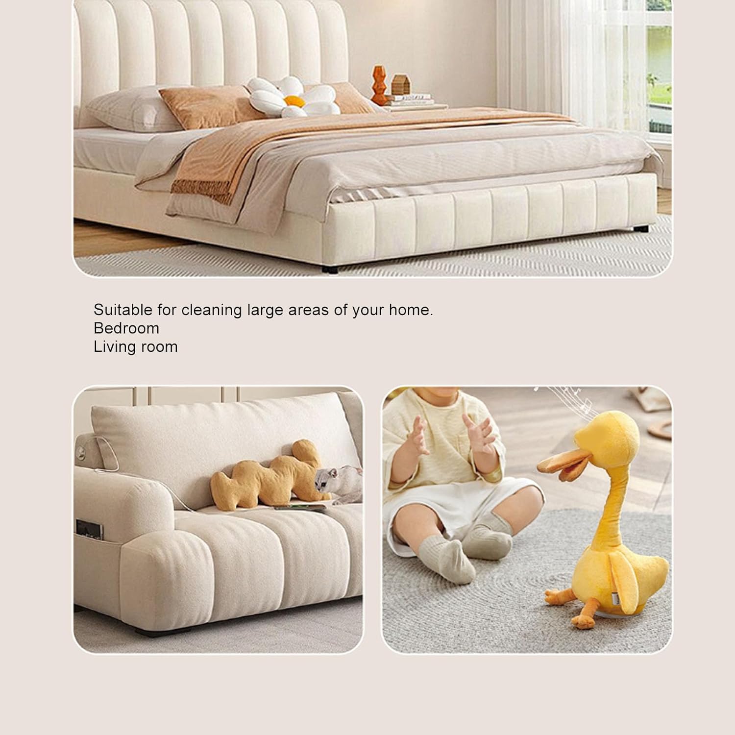 Bed Vacuum Cleaner, 13Kpa Handheld Mattress Vacuum Cleaner with 253.7nm Light and 520ml Large Dustbin, Large Suction Port, fit for Clean Up Dust and Pet Hair (Grayish Purple)