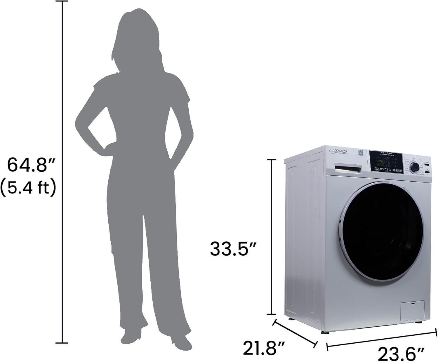 Equator All-in-One 4600 Washer Dryer VENTLESS/VENTED PET Cycle 1.62cf/15lbs 110V (Silver)