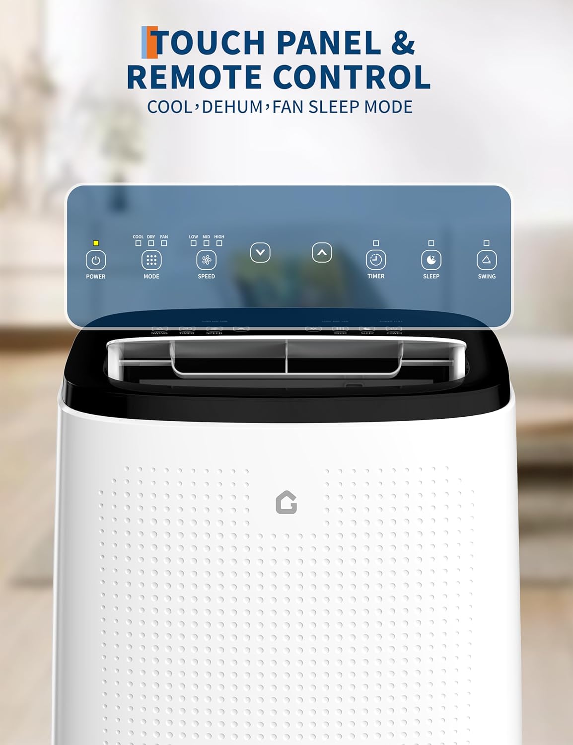 14000 BTU Portable Air Conditioner 3 in-1, Energy-Efficient Low Noise AC Unit with Sleep Mode, 3 Speeds, Dehumidifier, Fits 16 in-47 in Windows for 600-750 sq ft Rooms