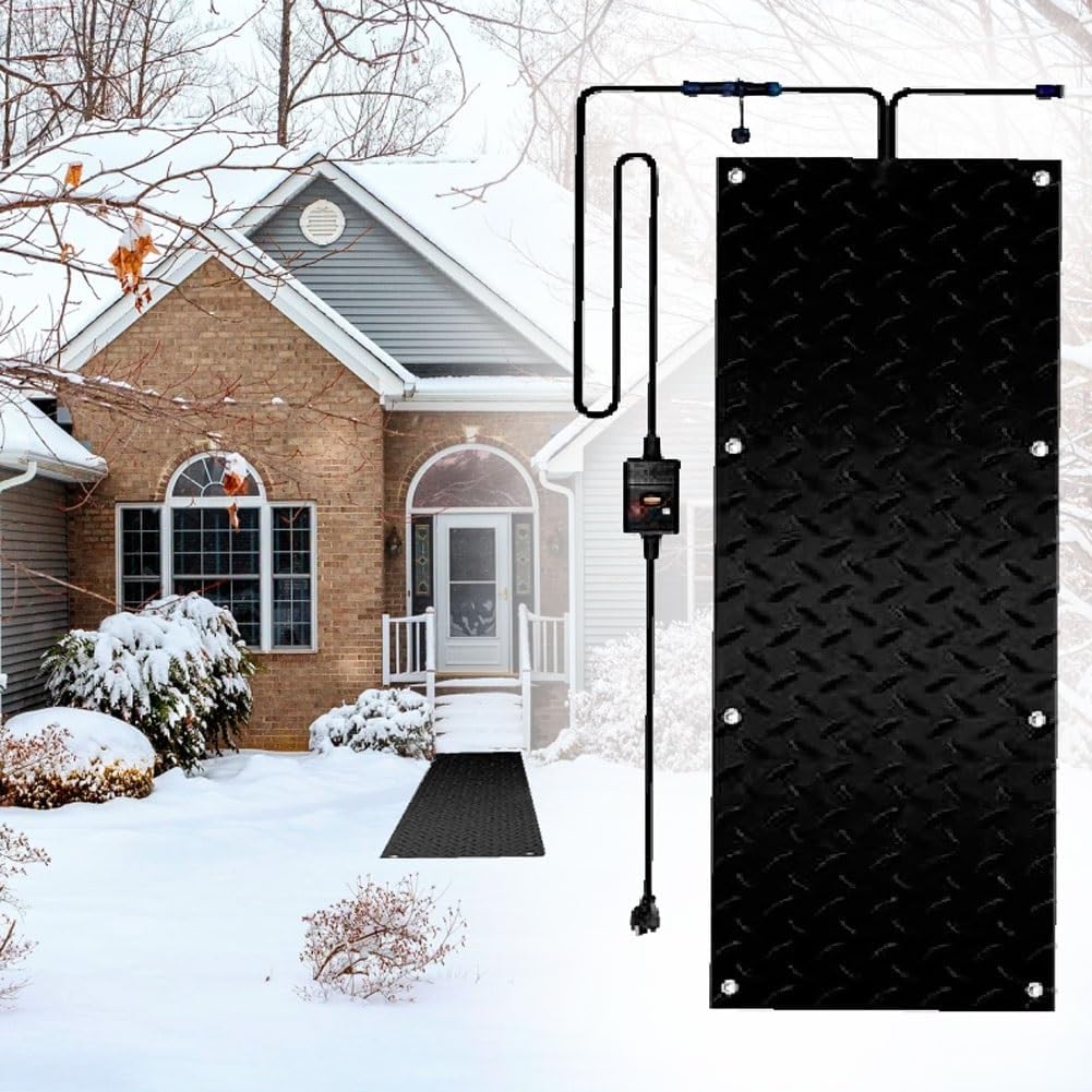 10-30in Snow Melting Heat Mats, Heated Outdoor Mats, Non Slip Rubber Heating Entrance Mats With Power Cord, Electric Ice Melting Mats, For Walkways, Stairs, Sidewalks, Garages(38.1x609.6cm/15x240in)