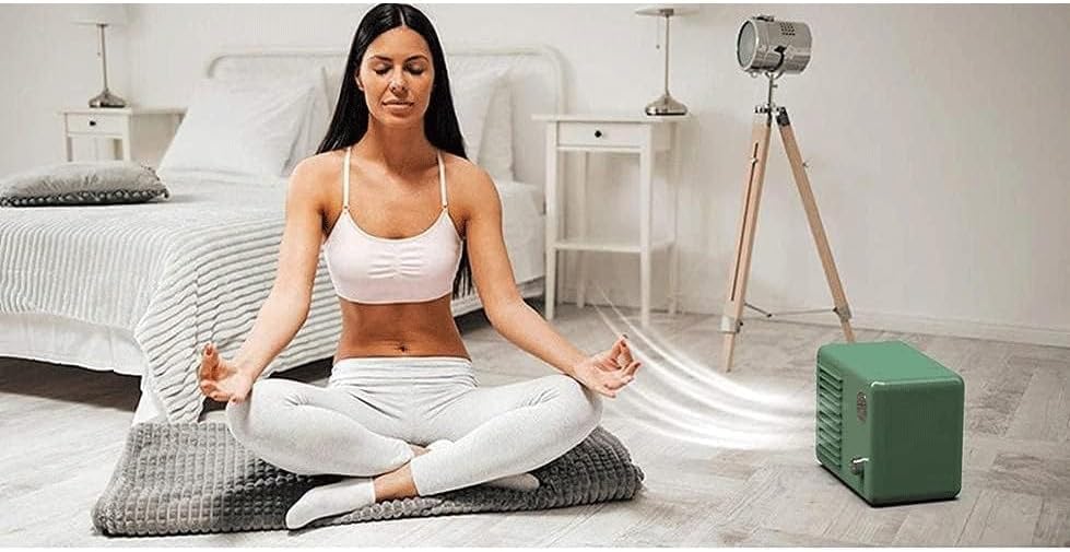 Portable Air Conditioner, USB Air Cooler with LED Light, Mini Air Conditioner Portable Cooler, Desktop Cool Personal Space, for Bedroom, Office (Color : White)