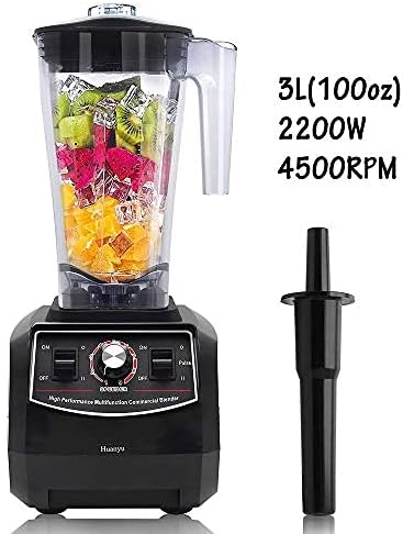 Huanyu Professional Countertop Blender 100 oz Variable Speed & Pulse Feature for Fruit Smoothie Ice Soy Milk Hot Soups Frozen Desserts Crush Mix Home Commercial 2200W G5500 (110V US Plug, Black)