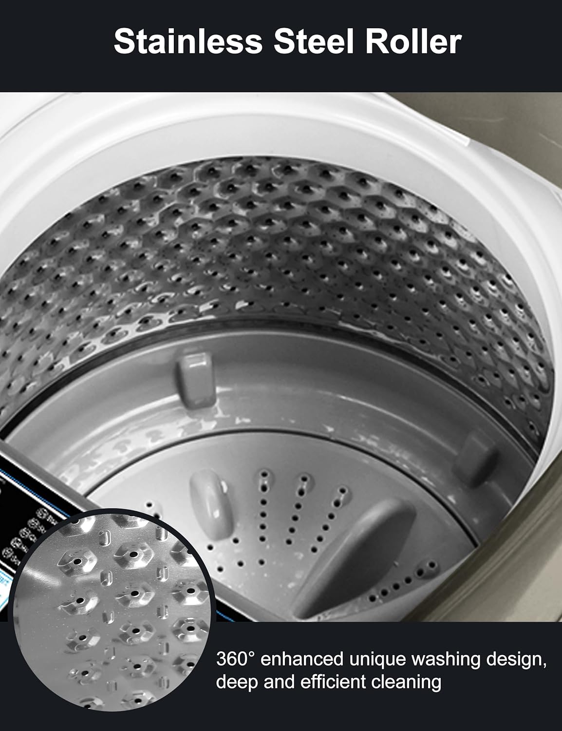 Portable Washing Machine - 2.0 Cu.ft Portable Washer Full-Automatic With LED Display, Compact Washer Ideal for Apartments, Homes, and Dorms, 10 Wash Cycles, Low Noise, IPX4 with Drain Pump