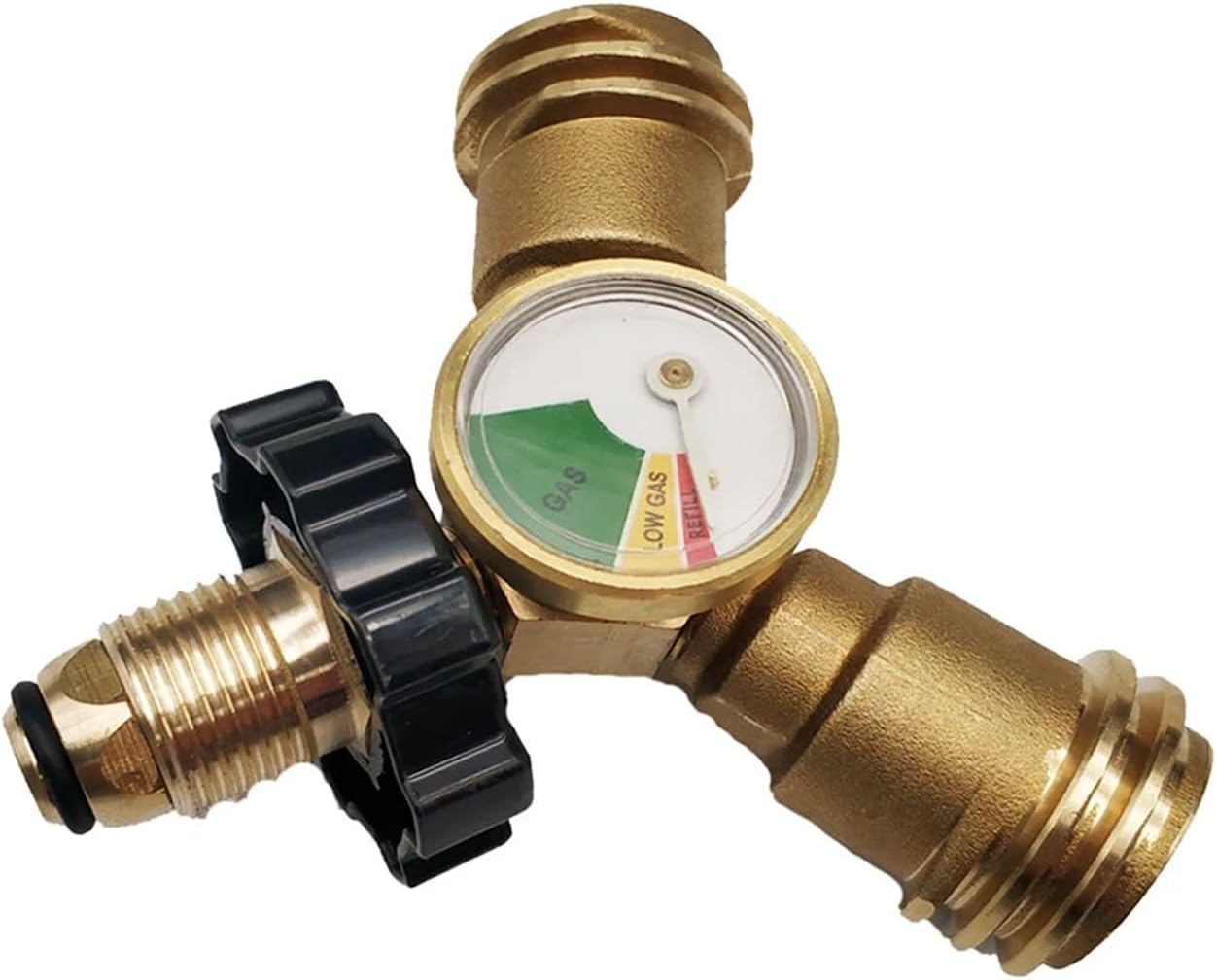 Brass 20-50 Lbs Propane Cylinder POL Type Connection Y-splitter Adapter With Gauge Meters For Grill Metal Connector Set Lucky