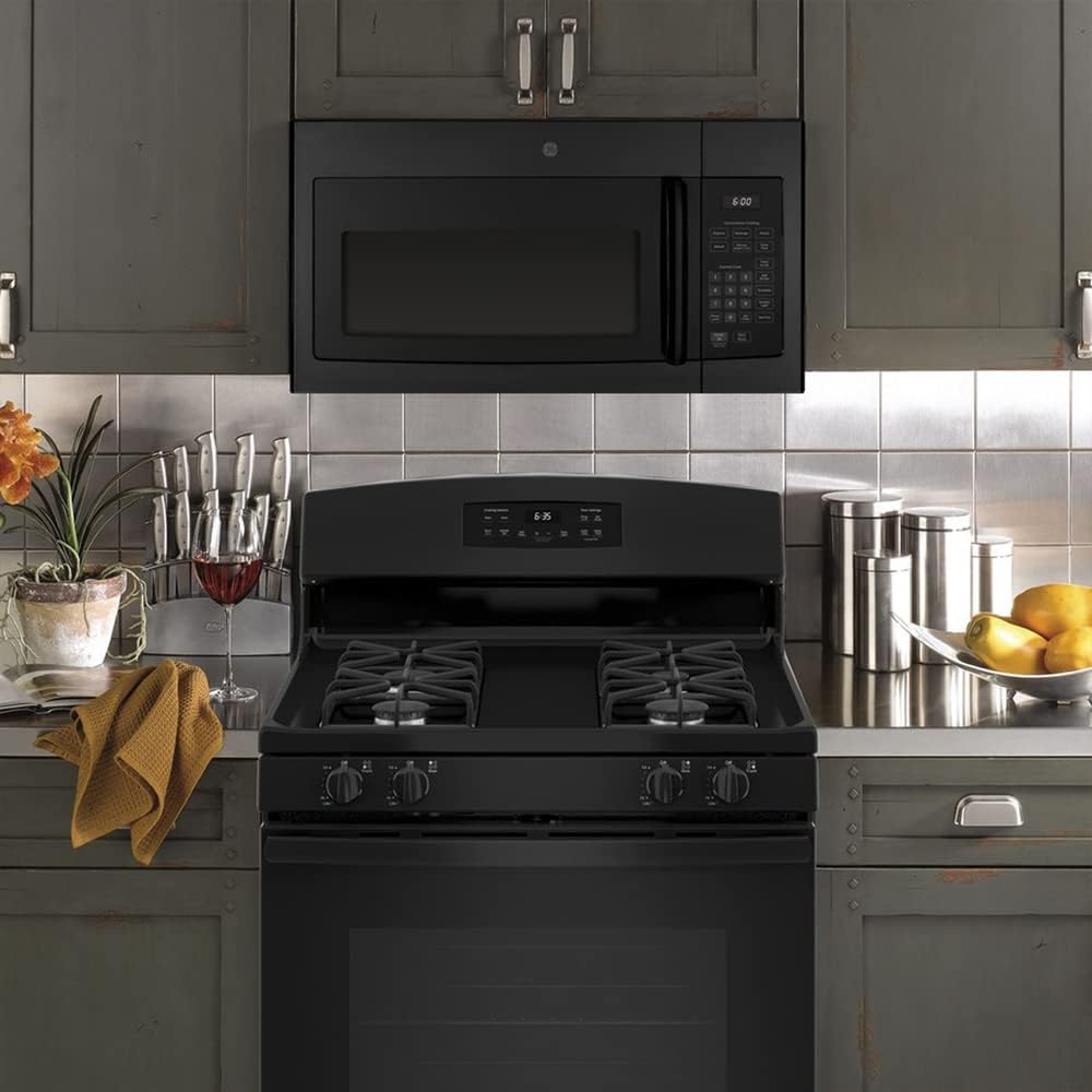 GE JVM3160DFBB 1.6 Cu. Ft. Over-the-Range Microwave Oven Black Bundle with 2 YR CPS Enhanced Protection Pack