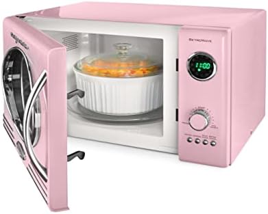 Nostalgia Retro Countertop Microwave Oven, 0.9 Cu. Ft. 800-Watts, Child Lock, Cu.Ft, Pink & Keurig K-Mini Coffee Maker, Single Serve K-Cup Pod Coffee Brewer, 6 to 12 oz. Brew Sizes, Dusty Rose