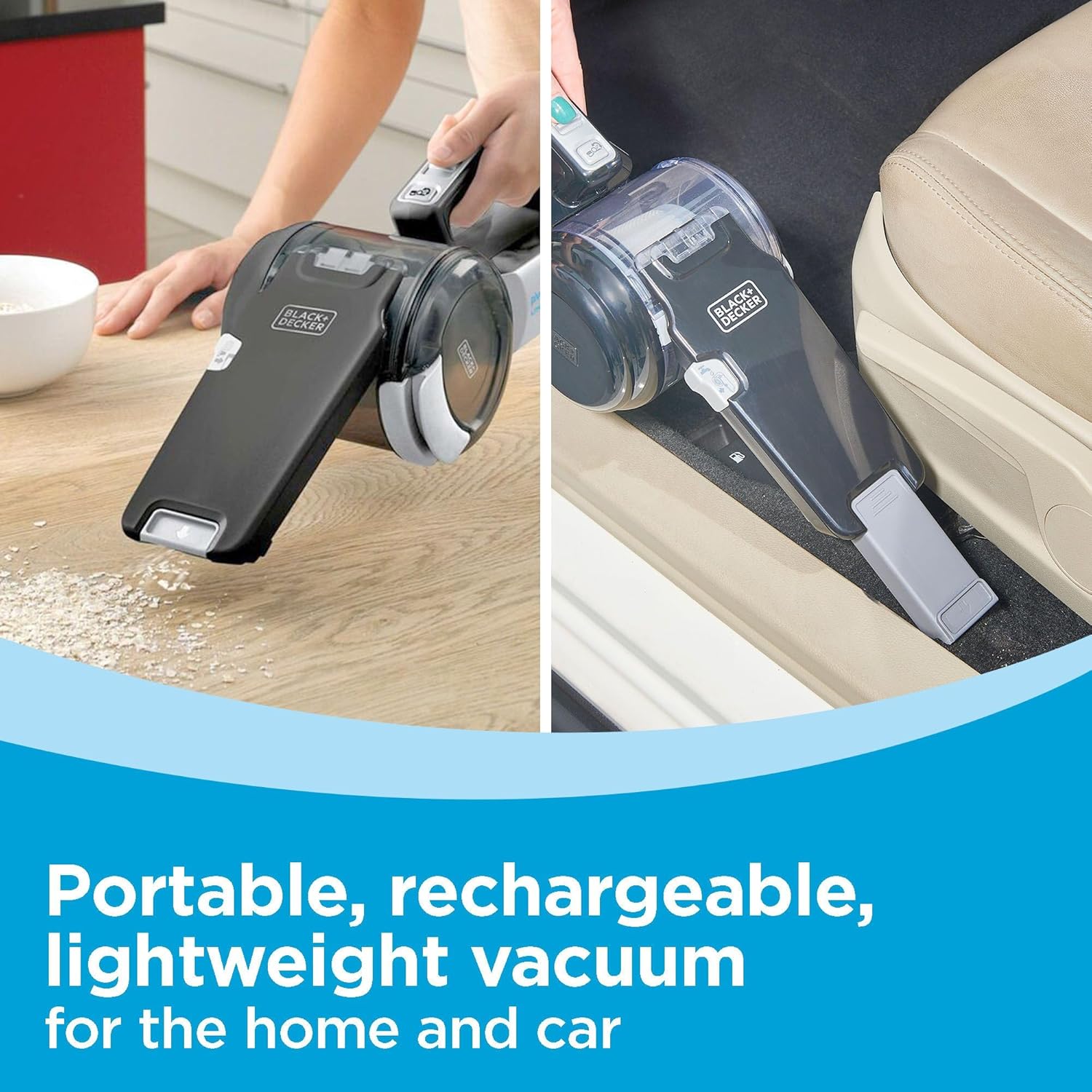 BLACK+DECKER dust buster PIVOT VAC Handheld Vacuum Cordless, Car Vacuum Portable Rechargeable, Extendible Crevice Tool and 200 Degree Pivoting Nozzle, Strong Suction, Lightweight (BDH2000PL)