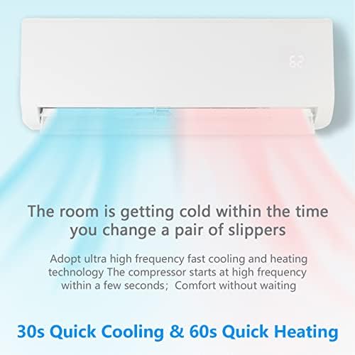 18,000 BTU Mini Split AC/Heating System with Inverter, 19 SEER 230V Energy Saving Ductless Split-System Air Conditioner with Pre-Charged Condenser, Heat Pump, Remote Control & Installation Kit