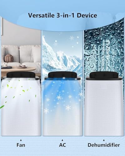 14000 BTU Portable Air Conditioner - 3-in-1 Cooling, Fan & Dehumidifier for Rooms up to 700 Sq.Ft, Remote Control with Smart/Sleep Modes, 3 Speeds, Auto Swing & 24H Timer