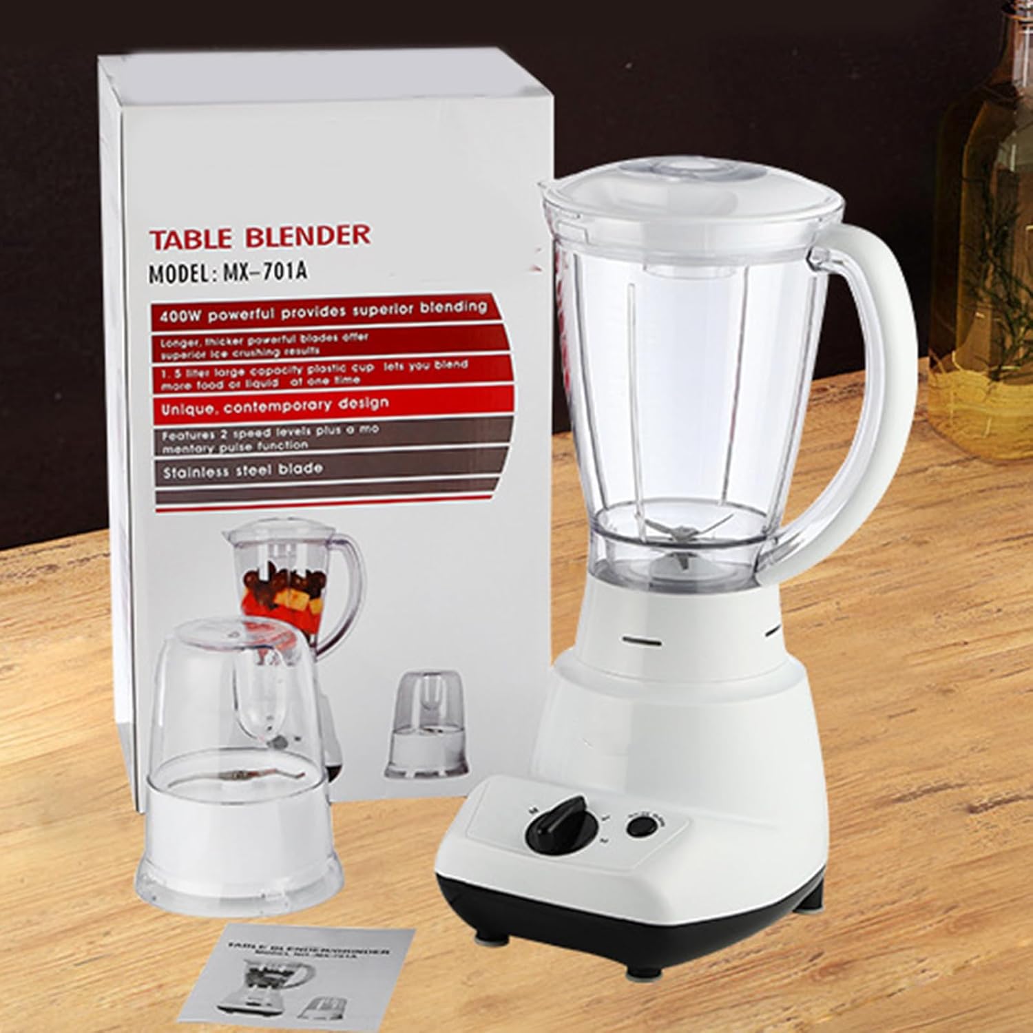 Countertop Blenders For Fruit 4 Speed Setting To Puree Crushing Dices Dishwasher Safe 400W Motor Blenders For Fruit Blender Accessories