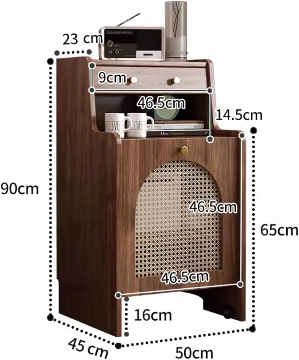 Robot Vacuum Storage Cabinet with Wheels, Hidden Organizer with Doors and Drawers for Sweeping Robots, Mobile Vacuum Rack for Living Room, Bedroom, Kitchen, Solid Wood, Easy Water Changing(Yellow)