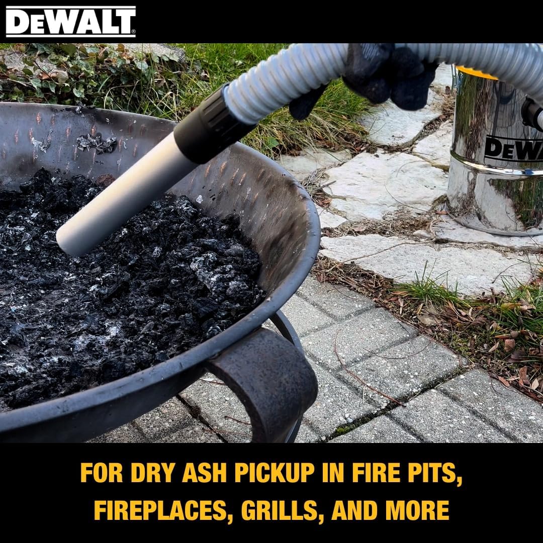 DEWALT Ash Vacuum DXV04A, 4 Gallon Metal Canister, 4 HP Powerful Motor, Strong Suction, and Efficient Filtration Safe Ash Vacuum for Pellet Stoves, Fireplaces, and BBQ Grills