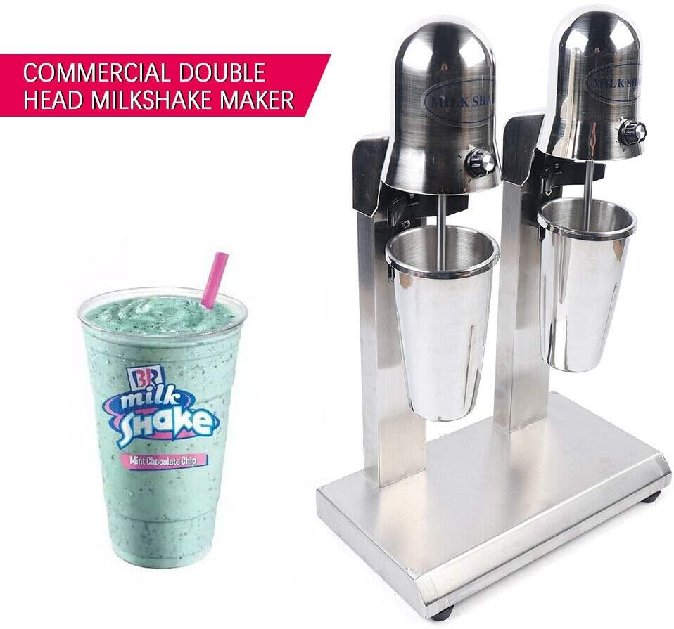 Commercial Electric Milk Shaking Machine Milkshaker Blender Stainless Steel Drink Mixer 1/2/3 Heads 110V (2 Heads)