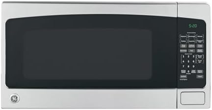 GE Compact Countertop Microwave Oven, 0.7 Cubic Ft., 700-watt Capacity, 6 Auto Cooking Settings, Child-Lock Technology, Dorm Room or Apartment, Stainless Steel
