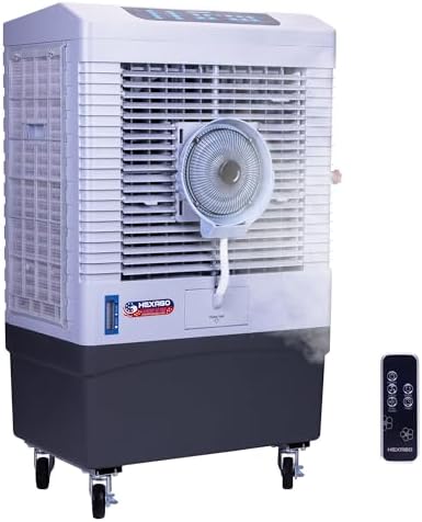 Hexago 5000 CFM Evaporative Air Cooler with Mist, 3-Speed Swamp Cooler, Remote & 15H Timer, 13.2 Gal Tank, Water Shortage Alert, 9FT Cord, ETL Listed for Indoor/Outdoor, Patio & Garage