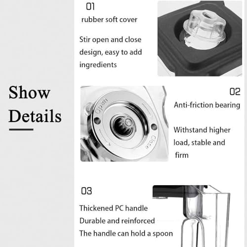 Super Quiet Commercial Blender with Soundproof Enclosure, Heavy Duty Ice Crushing Machine, Self-Cleaning 4D Blades, Perfect for Smoothies, Soups & Frozen Drinks - 2 Crushed Cups Included