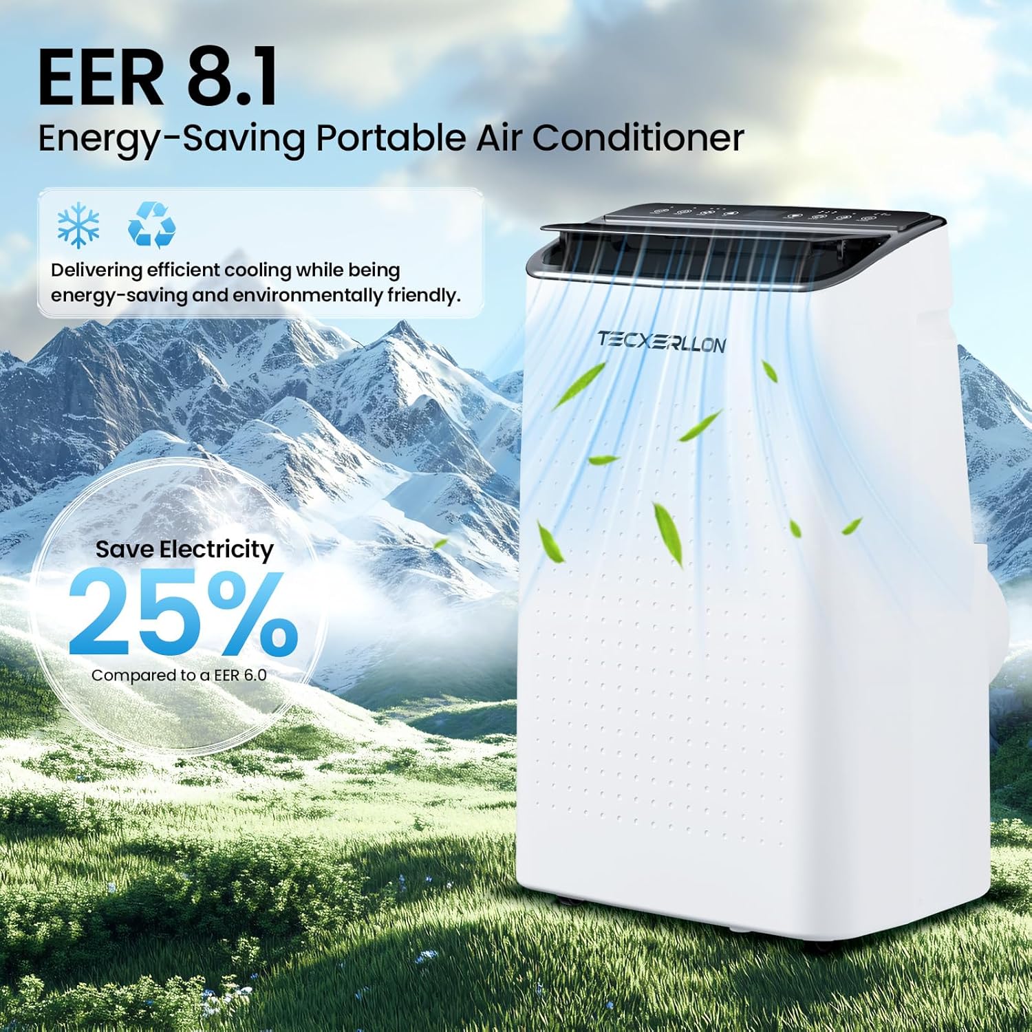 15000 BTU Portable Air Conditioners Cools Up to 800 Sq.Ft, 4-IN-1 Self-Evaporating Portable AC Unit with Dehumidifier, Fan, Sleep Mode, 24-Hour Timer, Remote Control for Large Room, Office