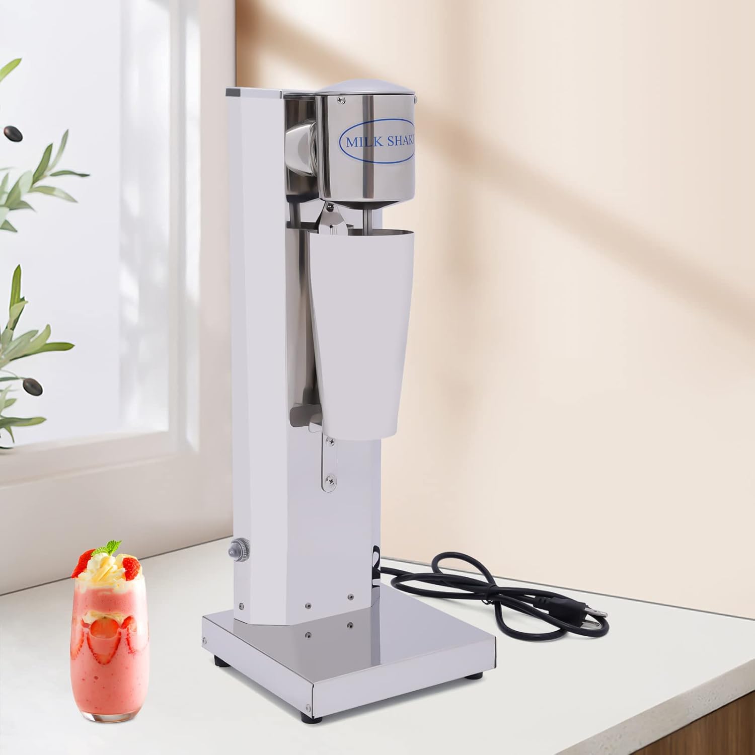 800ML Milk Shaker, Stainless Steel Single Head Milk Shake Machine,180w,16000RMP Milkshake Drink Mixer Machine, Blenders Mixer Kitchen Commercial 110V