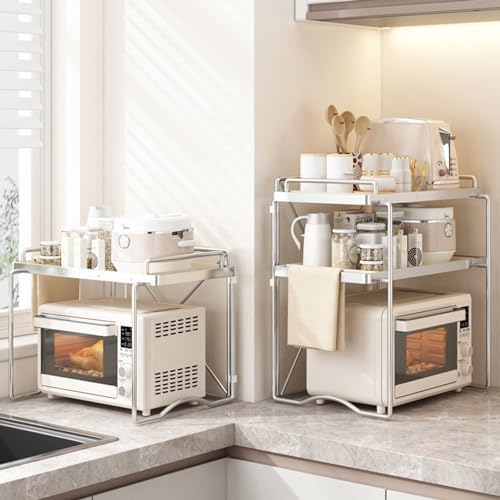 counter shelf,microwave rack, microwave stand,2-Tier Kitchen Bakers Rack, Industrial Microwave Oven Stand with Shelves, Kitchen Utility Storage Shelf with Cabinet, Standing Kitchen Storage Rack ( Colo