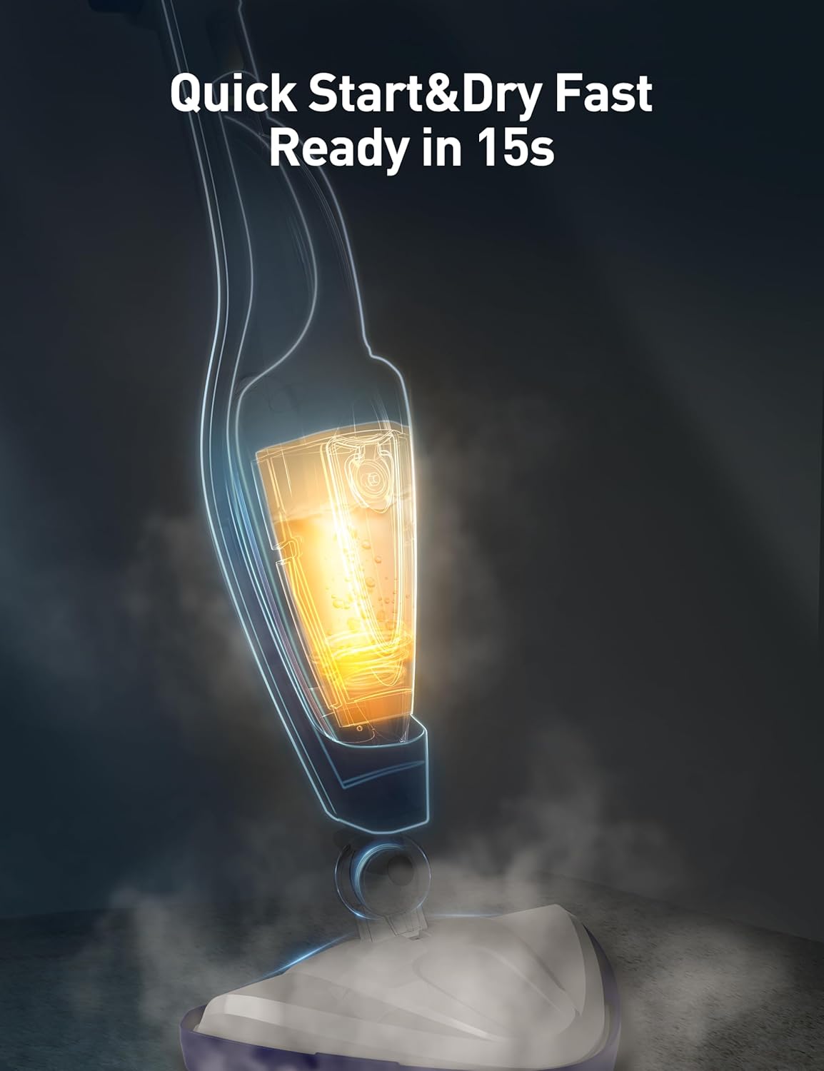 12-in-1 Steam Mop, Fast 15-Sec Heat-Up, 1500W Detachable Handheld Steam Cleaner with 2 Dirt Grip Pads, Removes 99.99% Stubborn Stains for Hardwood Floors, Clothes, Windows, Tiles, Furniture, Black