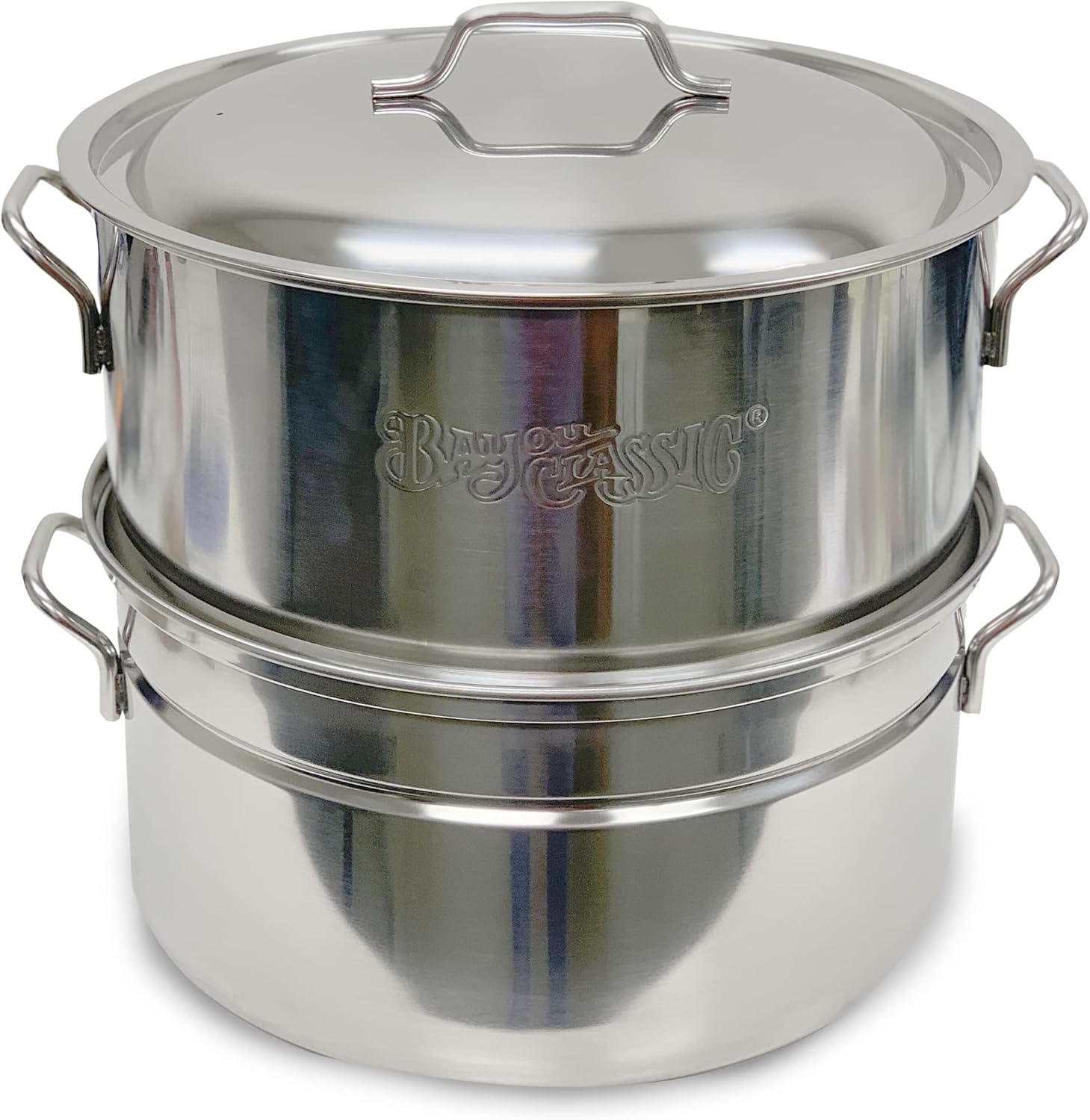 Bayou Classic 300-505 Stainless Oyster Steamer Features Heavy Welded Loop Handles Domed Vented Lid Perfect For Steaming Up To A Half Bushel of Seafood and Vegetables