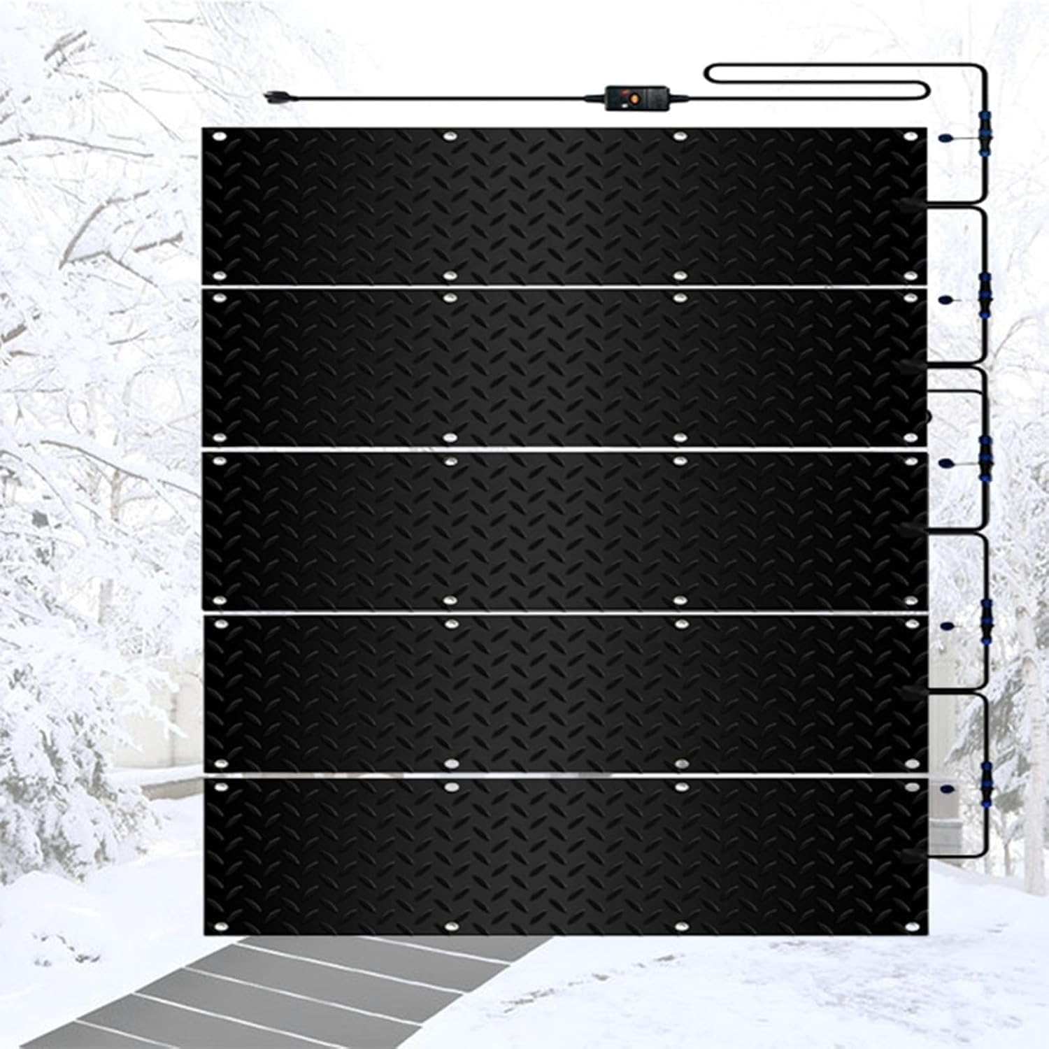 5 Pieces of Heating Snow melt mat, Outdoor Non-Slip Heating Sidewalk, Corridor, Deck, Courtyard, Doorway, Garage, Steps, Stairs(10x48in/(25.4x120cm))
