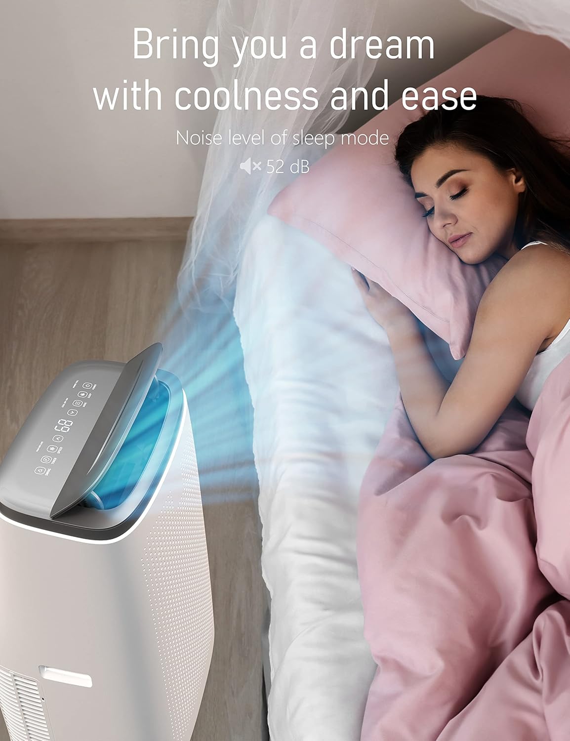 Air Conditioners Portable 14,000 BTU, Room Air Conditioner for 700 sq.ft. Remote Control & Fast Cooling for Bedroom, Dorms, Indoor Rooms - Gray