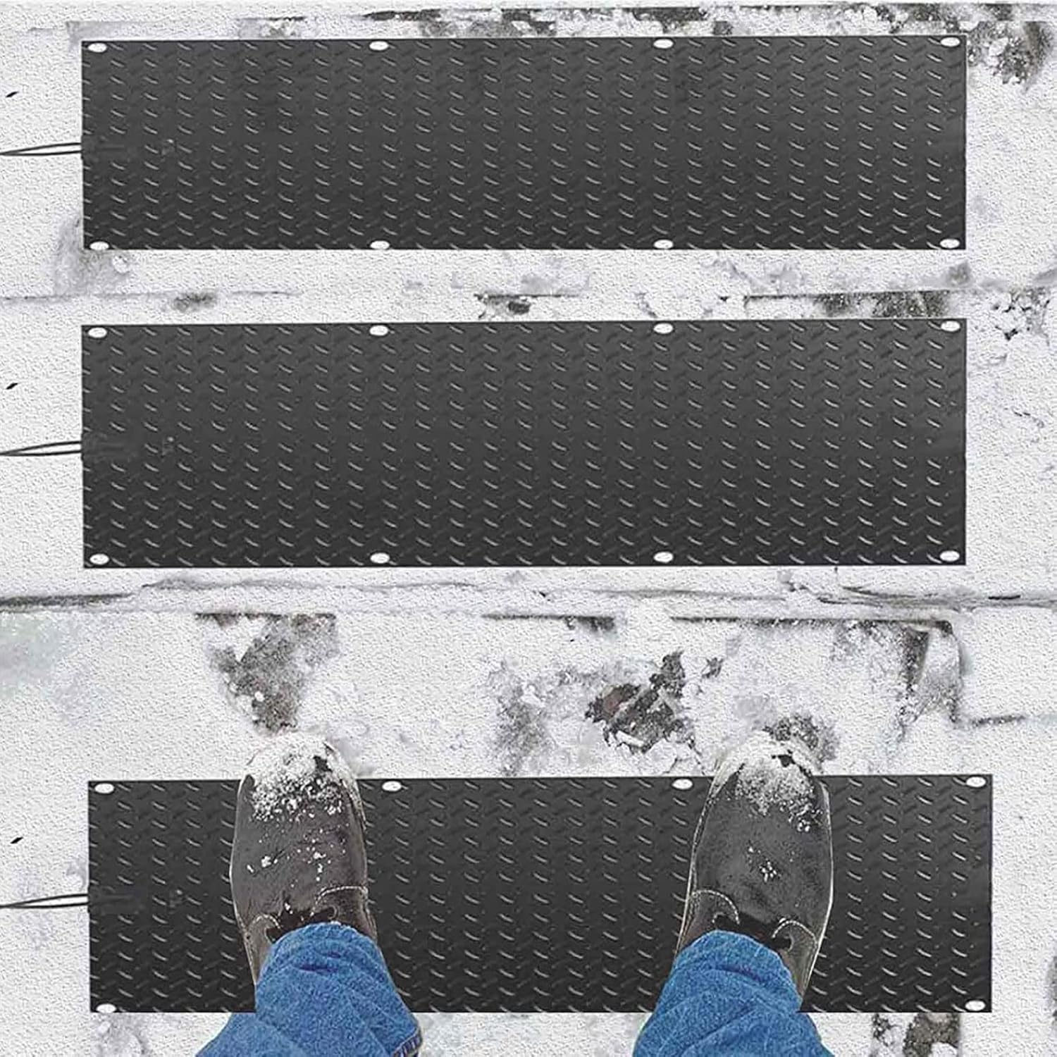 Heated Snow Melting Mats for Melting Snow and Ice Heated Entrances Walkway Mat No-Slip Stair Heating Outdoor Mats 2 in/h Melting Speed for Winter Snow Removal (60 x 20 in/152.4x50.8cm)