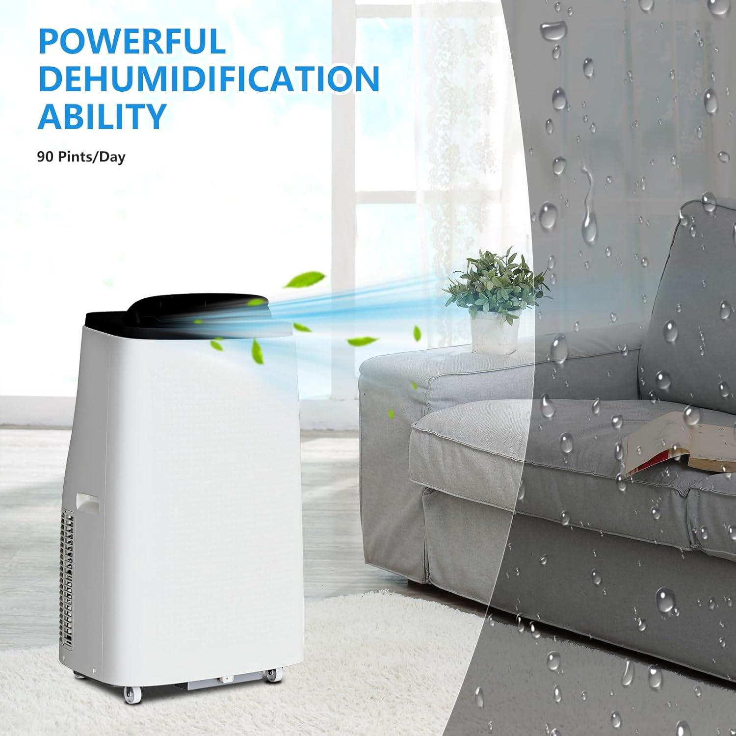 Portable Air Conditioners, 14000 BTU AC for Rooms Up to 750 Sq. Ft, 3-In-1 Cooling Dehumidifier & Fan Mode, Remote Control, Sleep Mode, Low Noise,24H Timer, 3 Speed, Auto Swing for Home,Totel, Gray