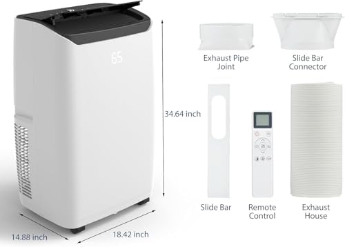 Portable Air Conditioners, 14000 BTU Room Air Conditioner Cools Up to 750 Sq.Ft, In-1 Portable AC Unit With Cooling, Dehumidifier, Fan & Sleep, With Remote Control & Installation Kits, 24H Timer