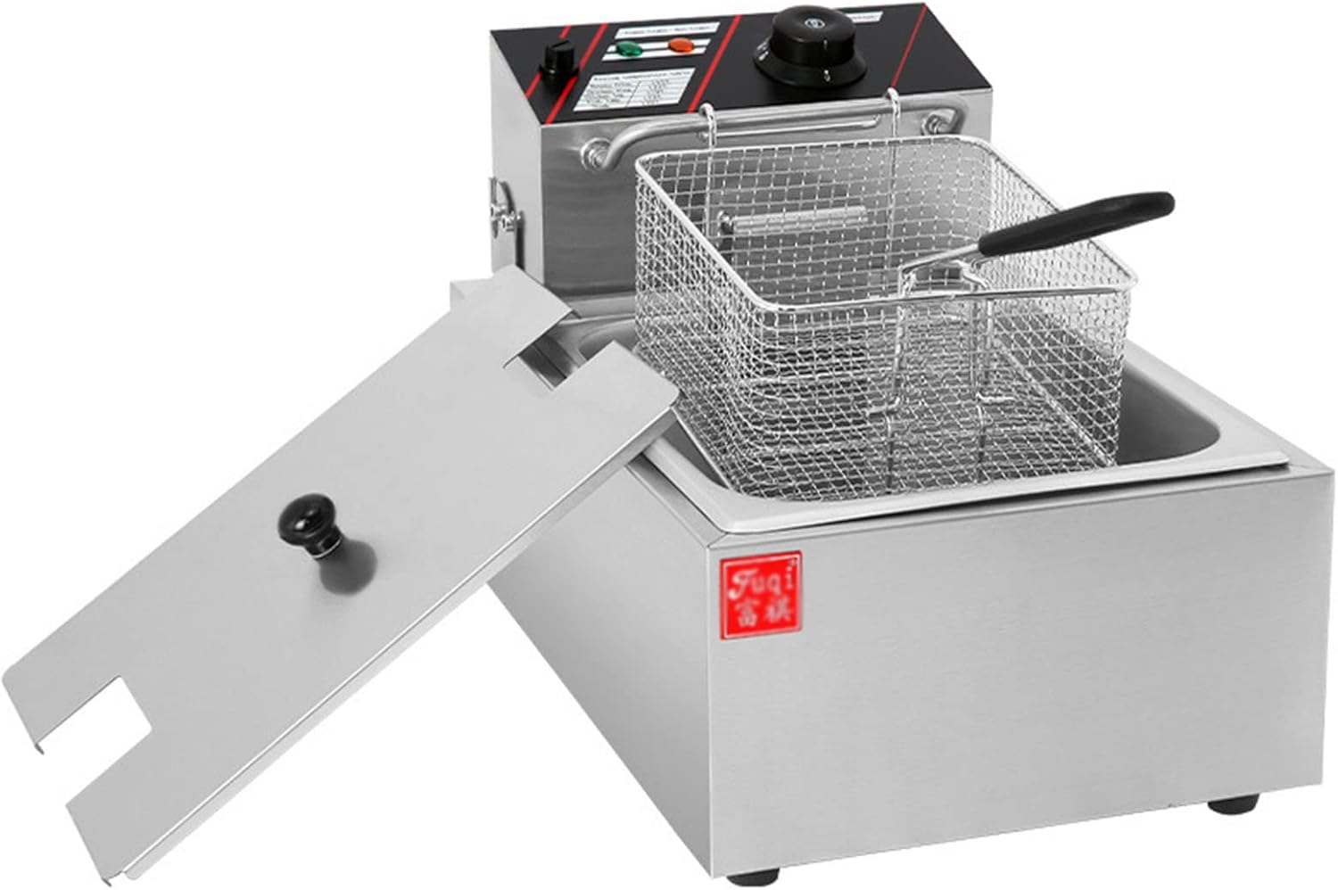 6l Commercial Stainless Steel Single Tank Electric Fryer,restaurant Fast Food Restaurant French Fries Fried Chicken Fryer，table Top Fryer with Frying Basket，60-200℃ Thermostat，overheating Protection