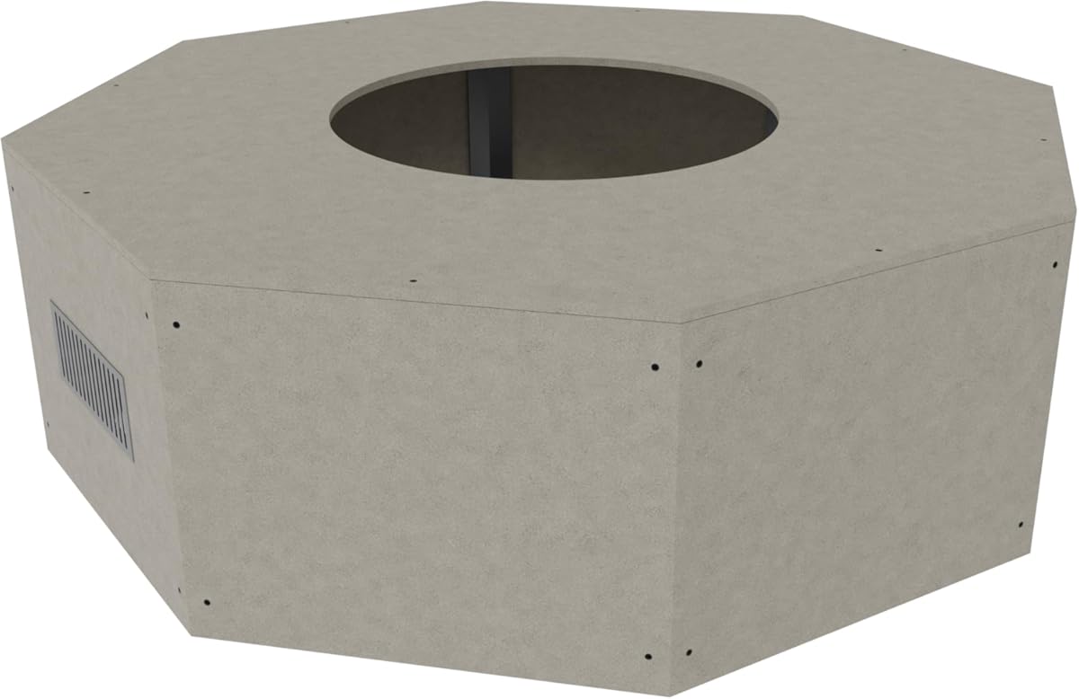 Ready-to-Finish 45-in Octagon x 18-in Concrete Fire Pit Kit for Outdoor Patio – Customizable Gas or Wood Burning Base – DIY & Contractor Friendly – Fits 25-in Burner or Breeo Zentro Insert
