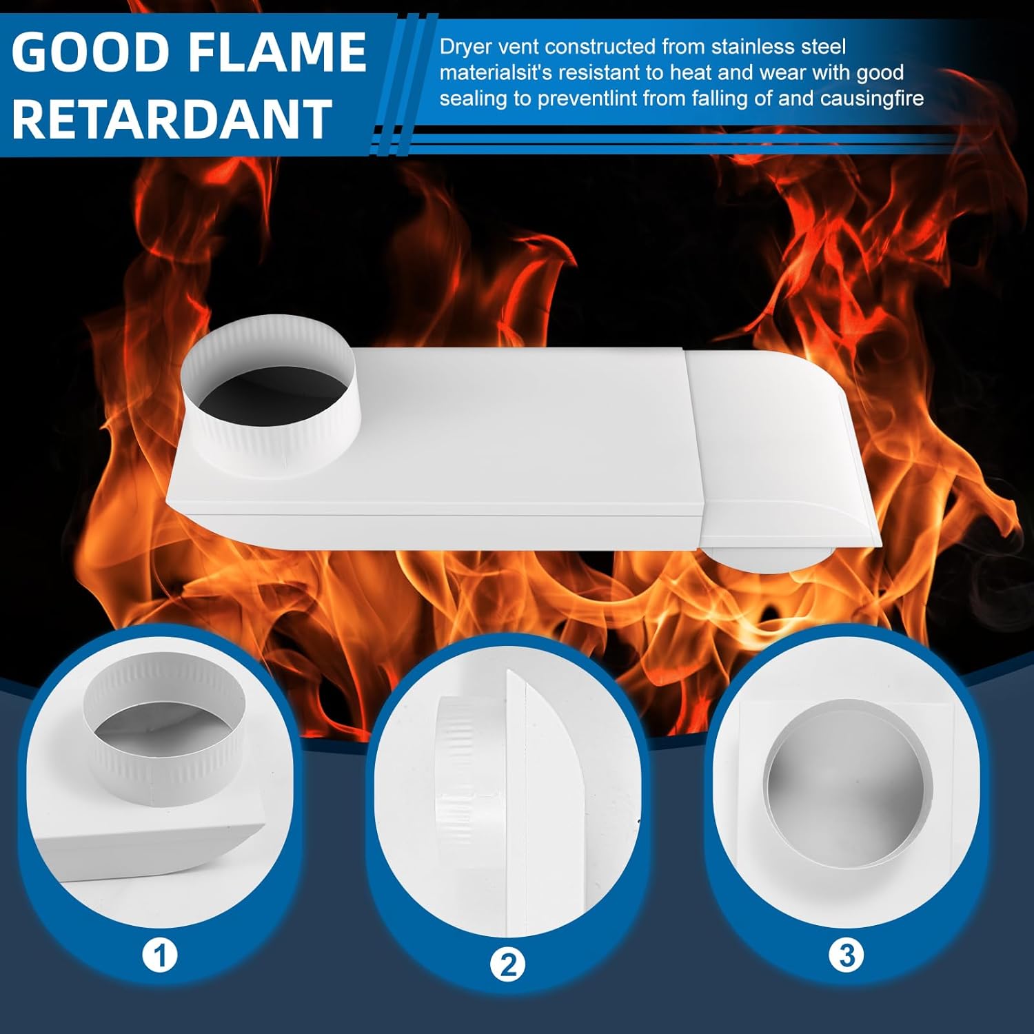 12in-19in Adjustable Periscope Dryer Vent，Telescoping Dryer Vent Kit, Upgraded 304 Stainless Steel Dryer Vent, for Tight space duct dryer vent pipe 4 Inch dryer exhaust vent (white baked paint)