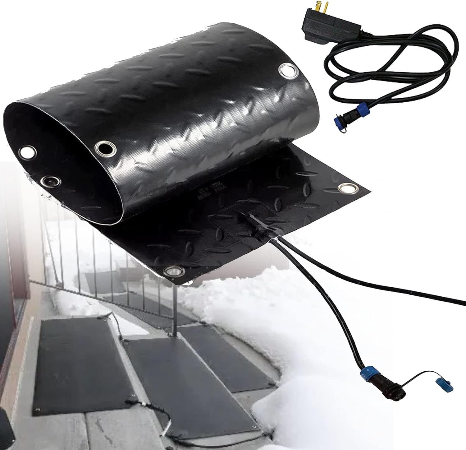 Snow Melting mats Outdoor, Non-Slip Heated Walkway Mat, Home Residential Stairs Snow Melting Mat, PVC Heated Mat W/5ft Power Cord (Size : 30 * 60in(76.2 * 152.4cm))