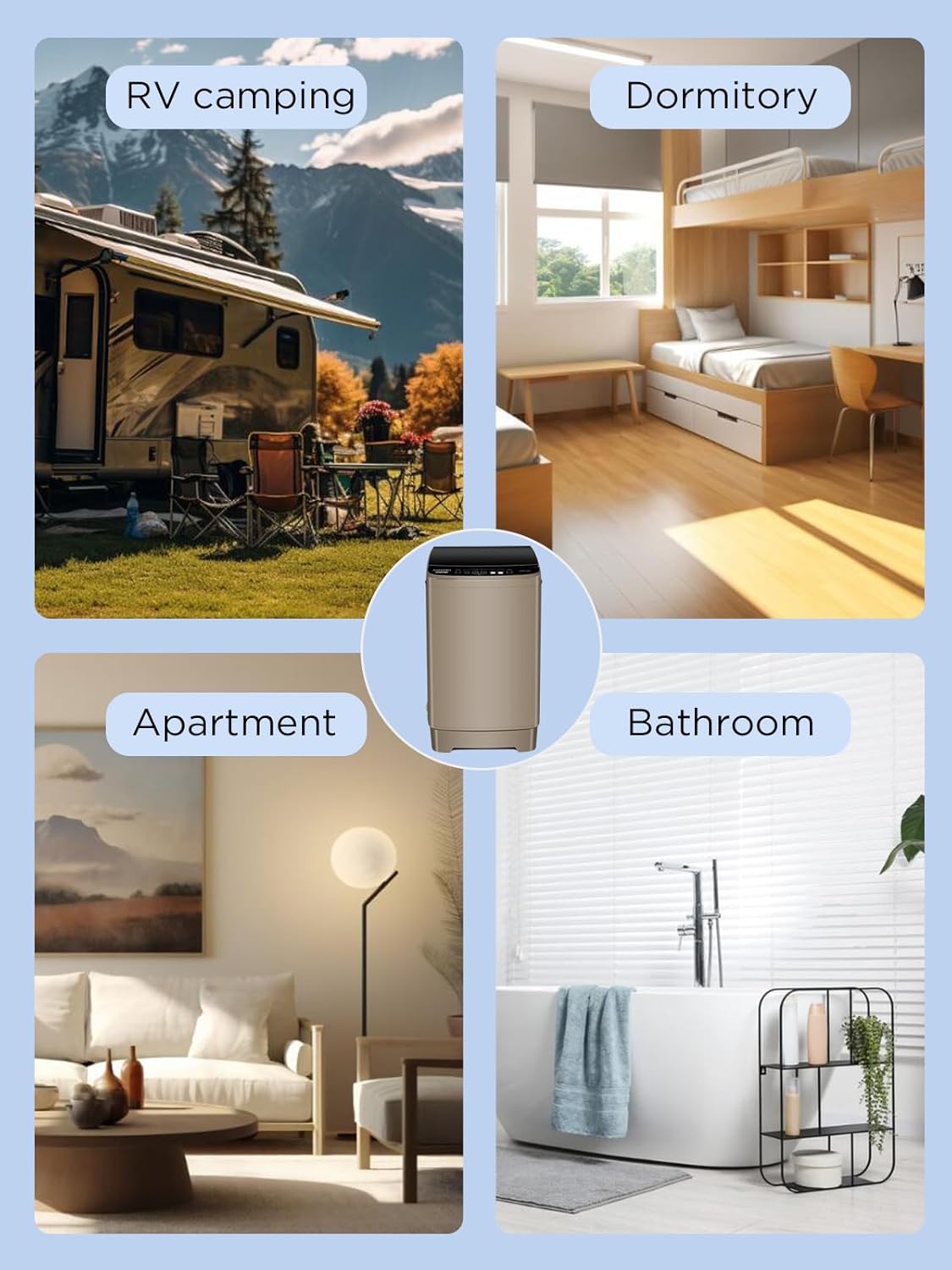 17.7 lbs Full-Automatic Washing Machine with LED Display, Laundry Washer with Drain Pump, 10 Wash Programs 8 Water Levels Washer & Spinner for Home, Apartment, Dorms, Gold