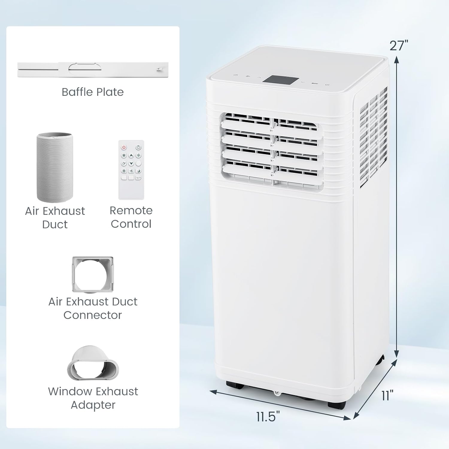 ARLIME 8000 BTU Portable Air Conditioner, 3-in-1 AC Unit w/Dehumidifier & Fan, Sleep Mode & 24H Timer, Air Cooler w/Remote, Detachable Filter & Window Kit, Cools Up to 250 Sq.Ft, White (8000 BTU)