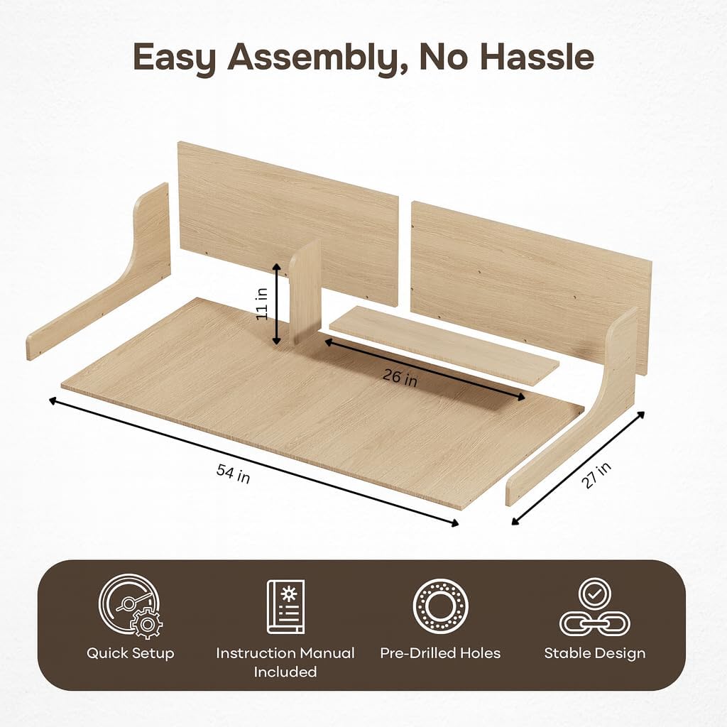 SOBHI | Washer and Dryer Countertop with Laundry Accessories | 54″ x 27″ Laundry Room Organization and Storage Topper | 3 Detergent Dispensers, Dryer Sheet Box, Hooks & Anti-Slip Pads, Oak Wood Finish