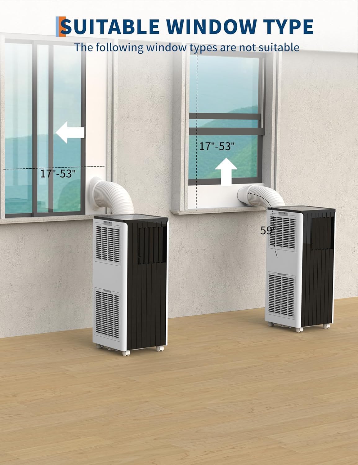 8,000 BTU Portable Air Conditioners, 4-in-1 Portable AC Unit Up to 350 Sq.Ft, 4 Modes Quiet Air Conditioner Auto Swing, 3 Speeds & 24H Timer – Smart/Sleep Mode for Energy-Efficient Comfort