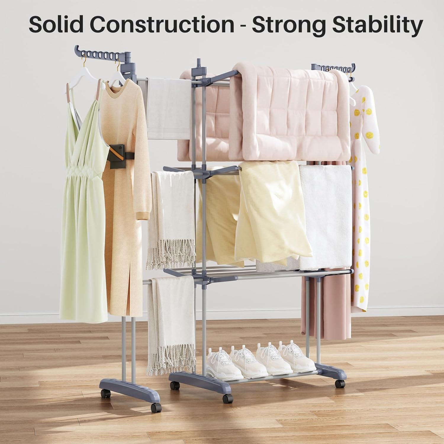Kitstorack Clothes Drying Rack - Foldable Movable Clothes Rack Drying 30.0