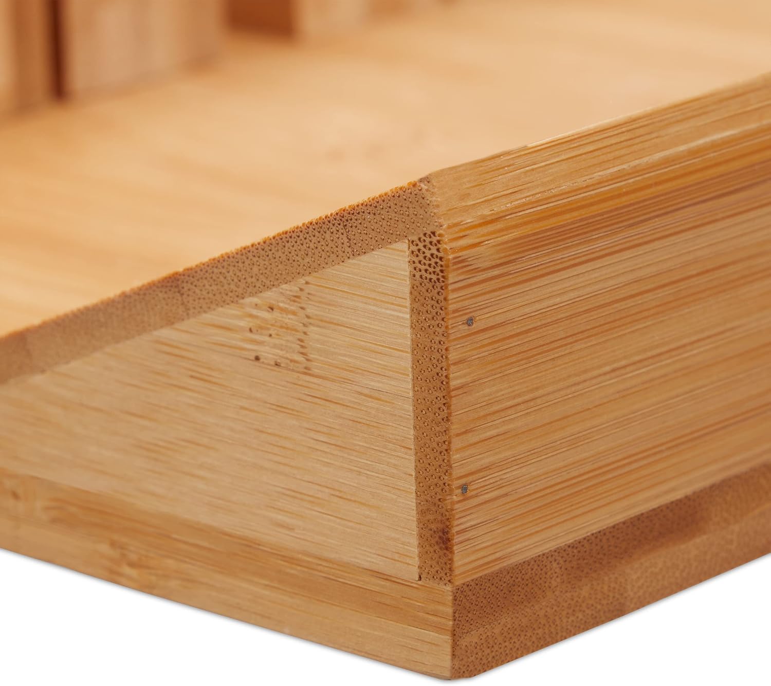 Relaxdays Knife Holder Drawer for 16 Knives and Sharpening Steel, Bamboo Knife Block Lying Down H x W x D: 5 x 43 x 29 cm, Natural