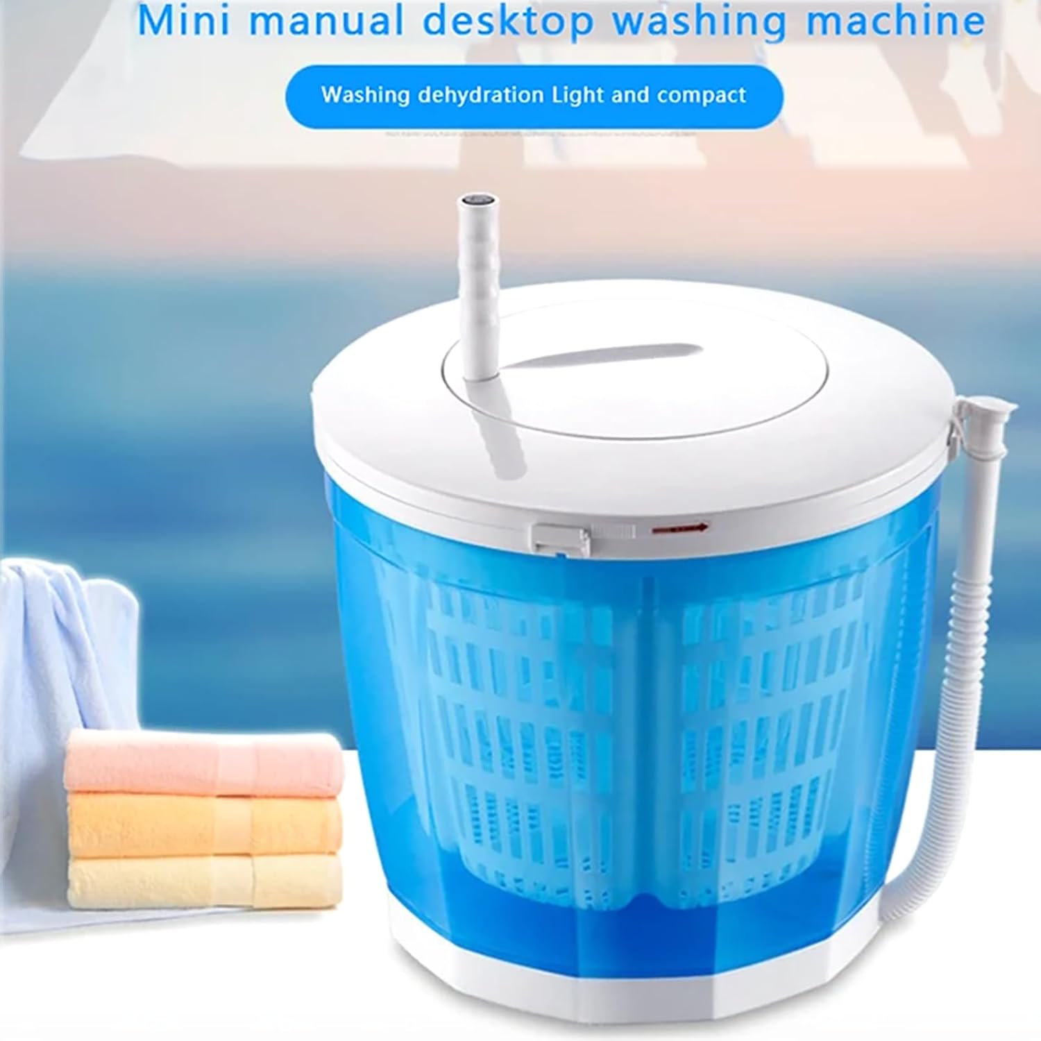 Portable Washing Machine, Hand Crank Washing Machine, 2 in 1 Manual Non-Electric Washing Machine with Folding handle, Compact Washer Spin Dryer, for Camping, Apartments, RV