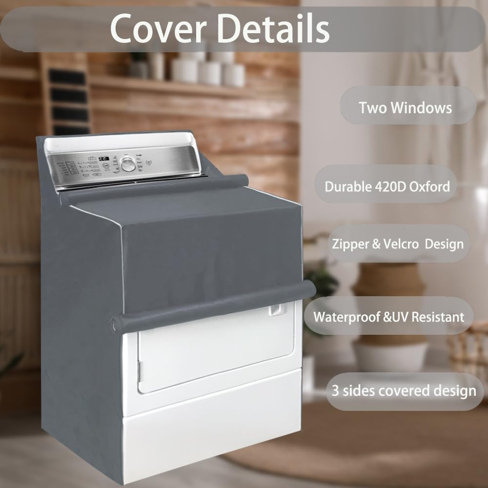 MRPAPA Washer and Dryer Covers, Waterproof Dustproof Washing Machine Laundry Dryer Protect Cover, Zipper Design Sunproof washer and dryer covers for the top and Front load Washer/Dryer (2Pack -Grey)