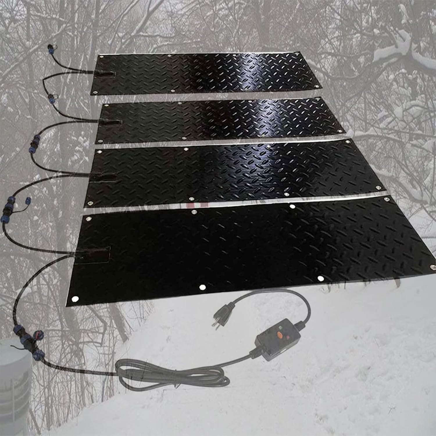 Snow and Ice Melting Mat Winter Outdoor Stairs Heated Snow Removal Mat Slip-Proof Entrances Walkway Mat 2 in/h Melting Speed with Power Cord and Connecting line (60 x 30 in/152.4x76cm)