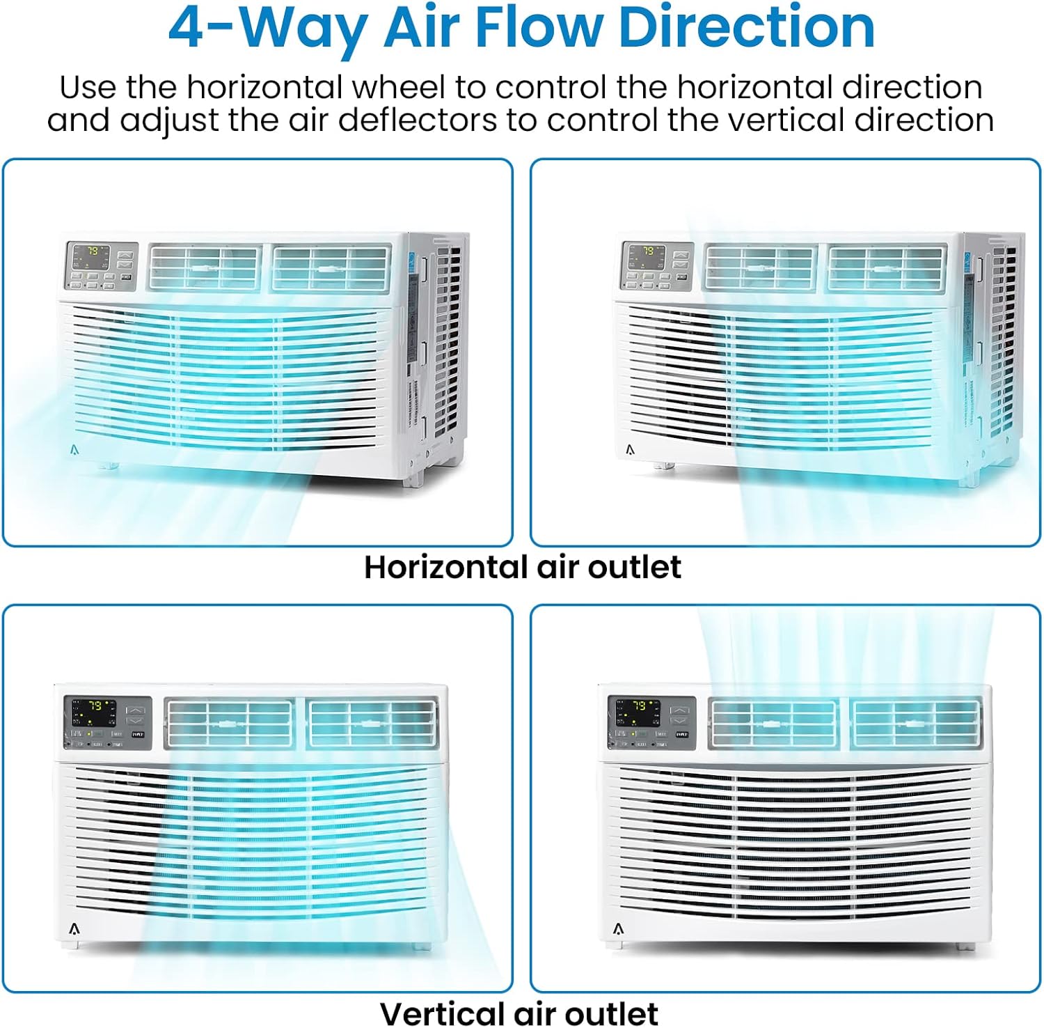 Litake 8,000 BTU Smart Window Air Conditioner - Cool up to 350 Sq. Ft. with Remote Control and WiFi, Energy Saving, Quiet, Dehumidification, Cooling only, White